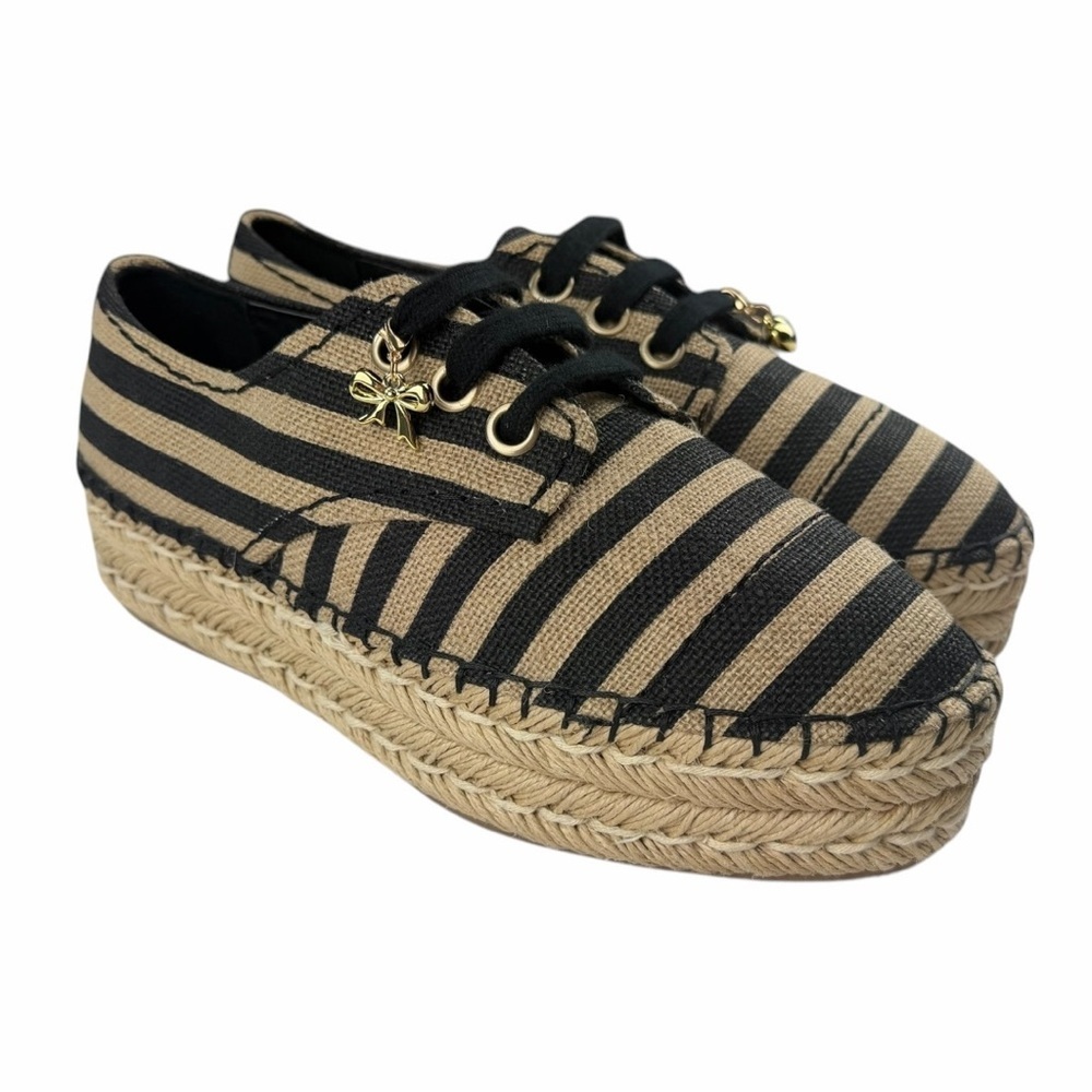 NWOT Alice and Olivia Women’s Rory Espadrille Flatform Natural & Black 39/8.5